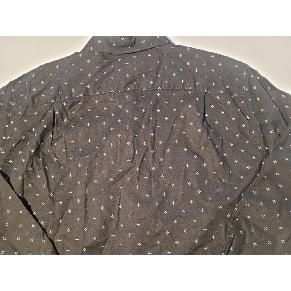 American Eagle Mens Large Black Geometric Print Button Up Shirt sz L